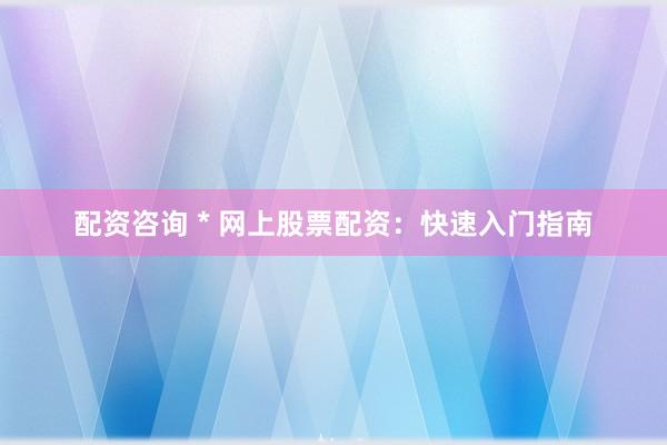 配资咨询 * 网上股票配资：快速入门指南