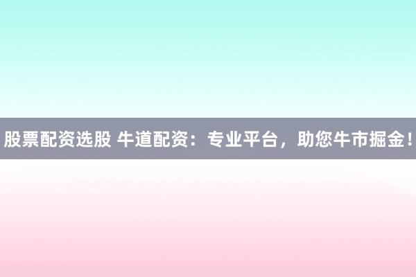 股票配资选股 牛道配资：专业平台，助您牛市掘金！