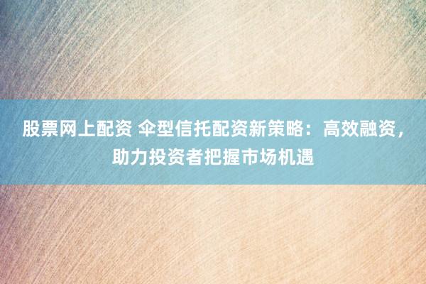 股票网上配资 伞型信托配资新策略：高效融资，助力投资者把握市场机遇