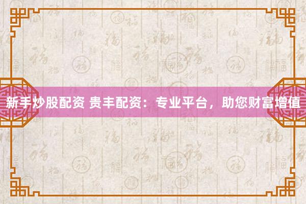新手炒股配资 贵丰配资：专业平台，助您财富增值