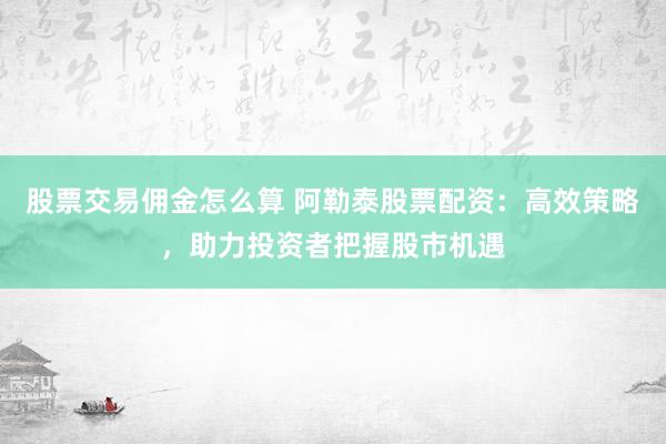 股票交易佣金怎么算 阿勒泰股票配资：高效策略，助力投资者把握股市机遇