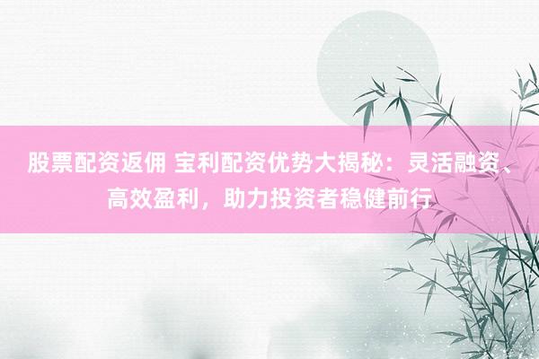股票配资返佣 宝利配资优势大揭秘：灵活融资、高效盈利，助力投资者稳健前行