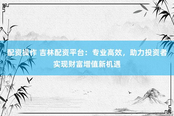 配资操作 吉林配资平台：专业高效，助力投资者实现财富增值新机遇