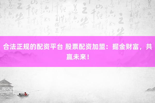 合法正规的配资平台 股票配资加盟：掘金财富，共赢未来！