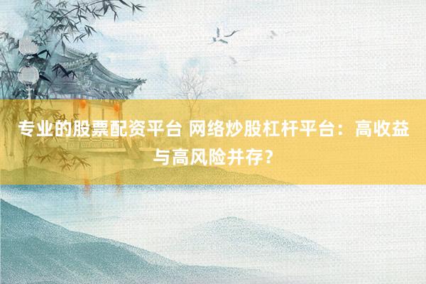专业的股票配资平台 网络炒股杠杆平台:高收益与高风险并存?