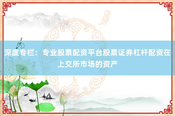 深度专栏：专业股票配资平台股票证券杠杆配资在上交所市场的资产